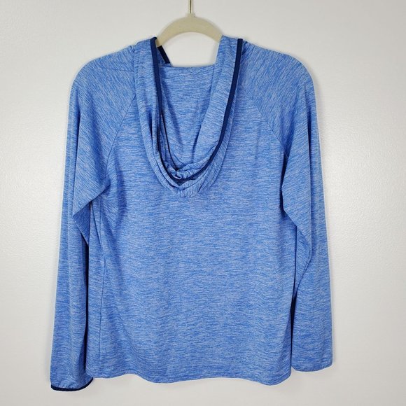 Under Armour Shirt Womens Large Blue Hoodie Loose Fit Heat Gear Hooded Athletic - Picture 5 of 9